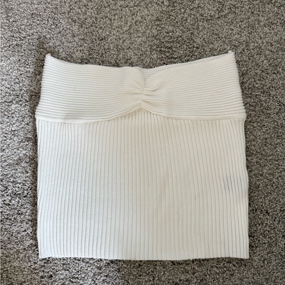 Cream Ribbed Crop Top - Picture 6 of 6
